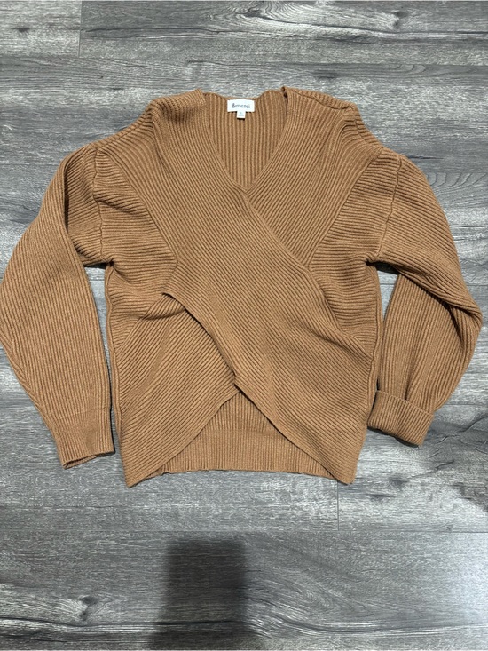 Anastasia Sweaters - Anastasia Camel Ribbed Wrap Sweater